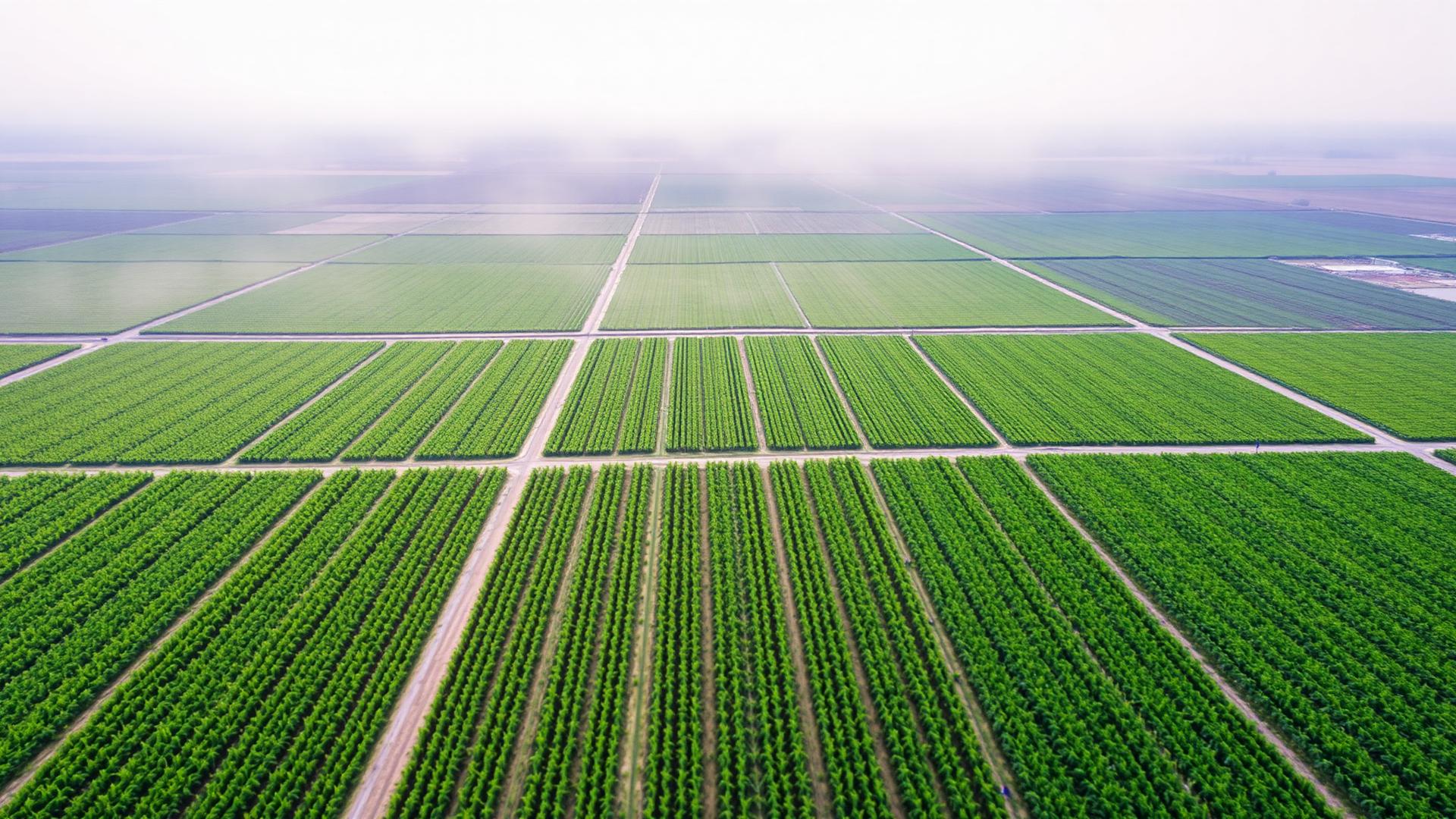Aerial view of green agricultural fields